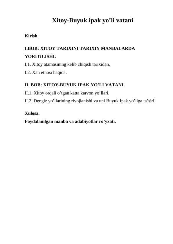 xitoy buyuk ipak yo'lida