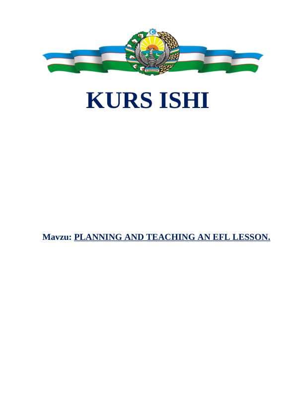 PLANNING AND TEACHING AN EFL LESSON