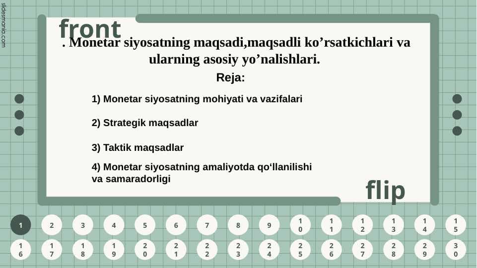 . Monetar siyosatning maqsadi,maqsadli ko’rsatkichlari va ularning asosiy yo’nalishlari