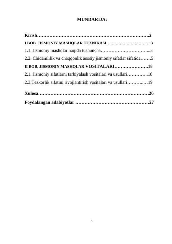 Jismoniy mashqlar haqida tushuncha
