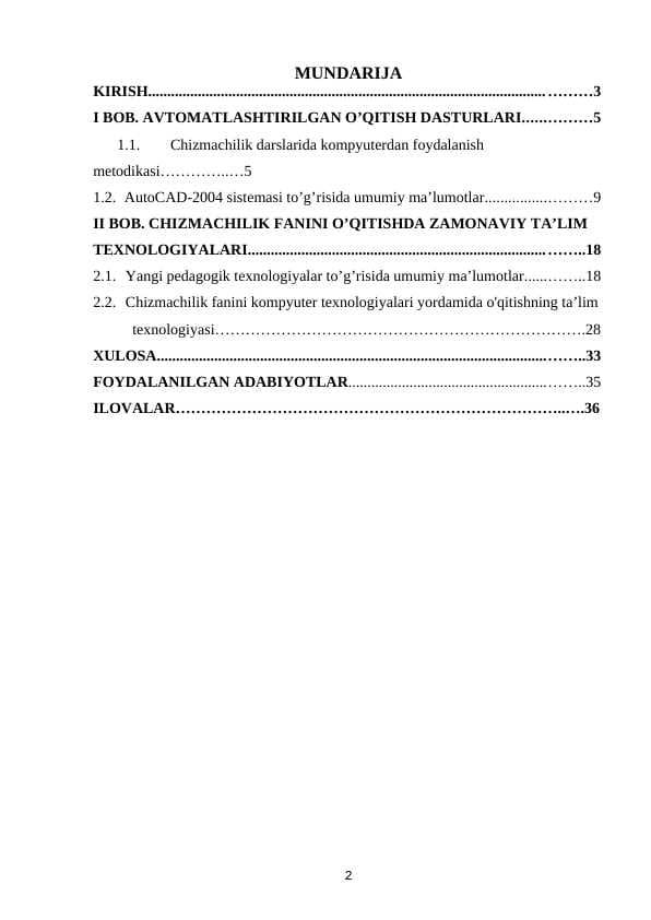 AVTOMATLASHTIRILGAN O’QITISH DASTURLARI