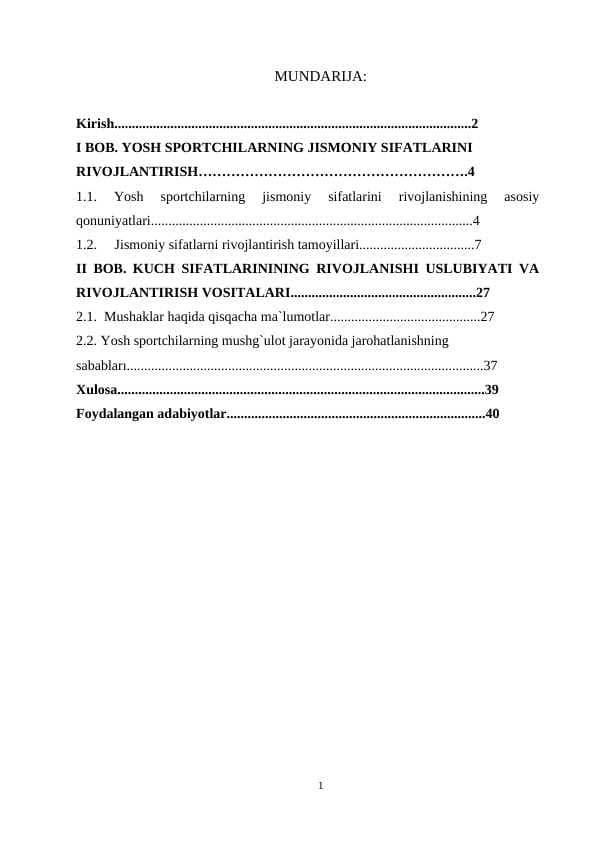 YOSH SPORTCHILARNING JISMONIY SIFATLARINI RIVOJLANTIRISH