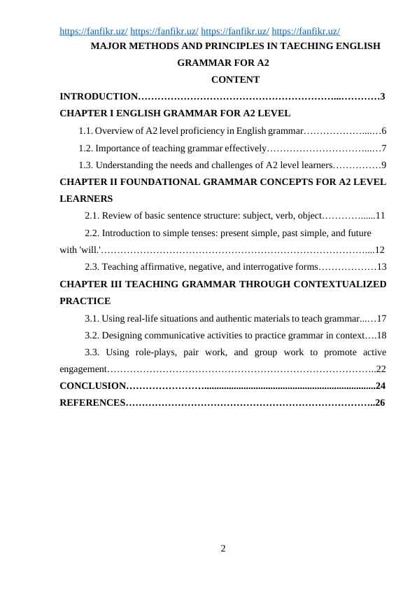 MAJOR METHODS AND PRINCIPLES IN TAECHING ENGLISH GRAMMAR FOR A2