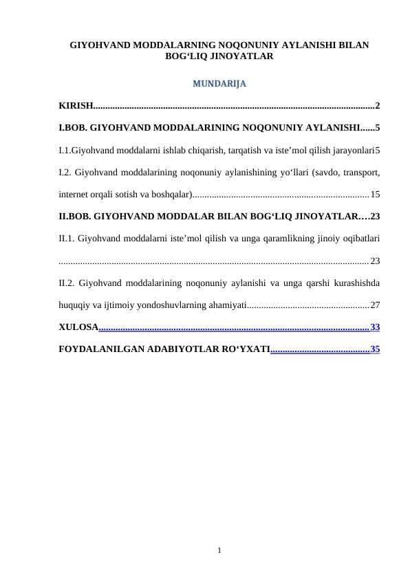 GIYOHVAND MODDALARNING NOQONUNIY AYLANISHI BILAN BOGʻLIQ JINOYATLAR