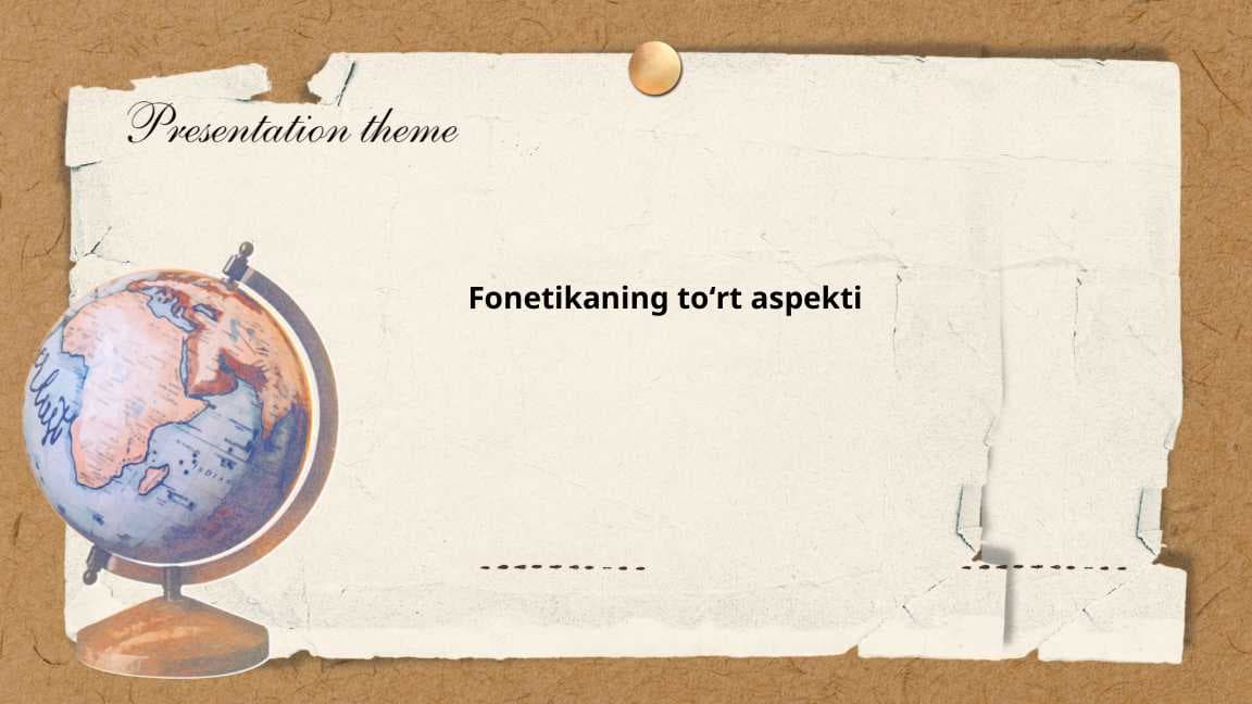 Fonetikaning to‘rt aspekti