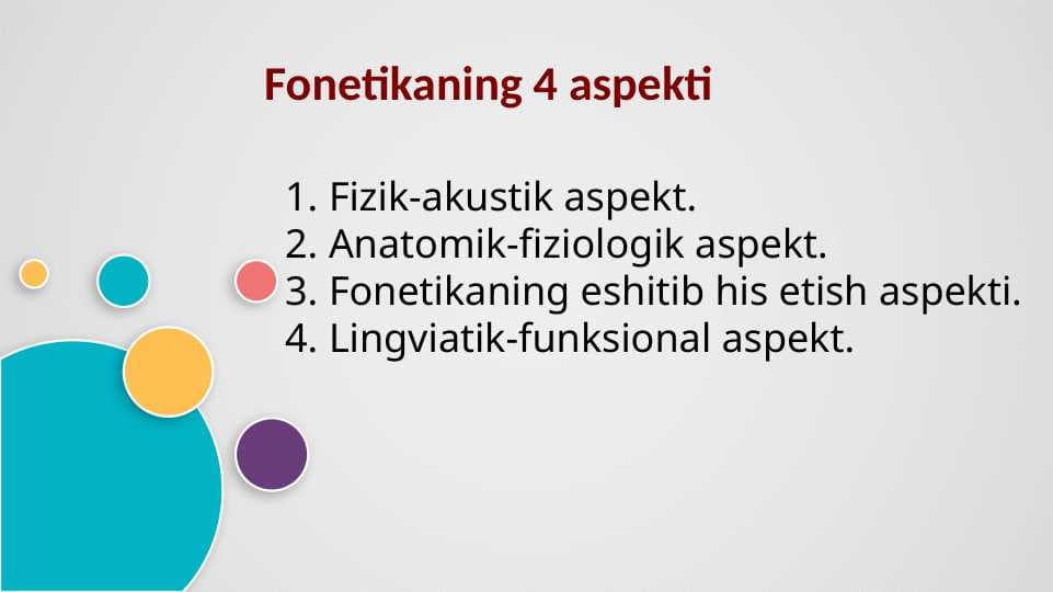 Fonetikaning to‘rt aspekti
