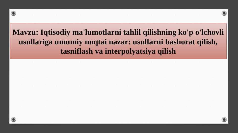 : Iqtisodiy ma'lumotlarni tahlil qilish
