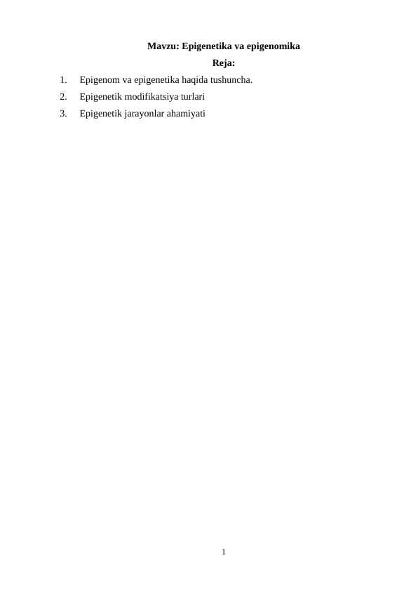 Epigenetika va epigenomika