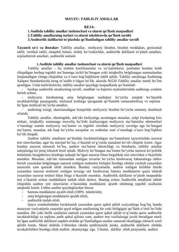 TAHLILIY AMALLAR