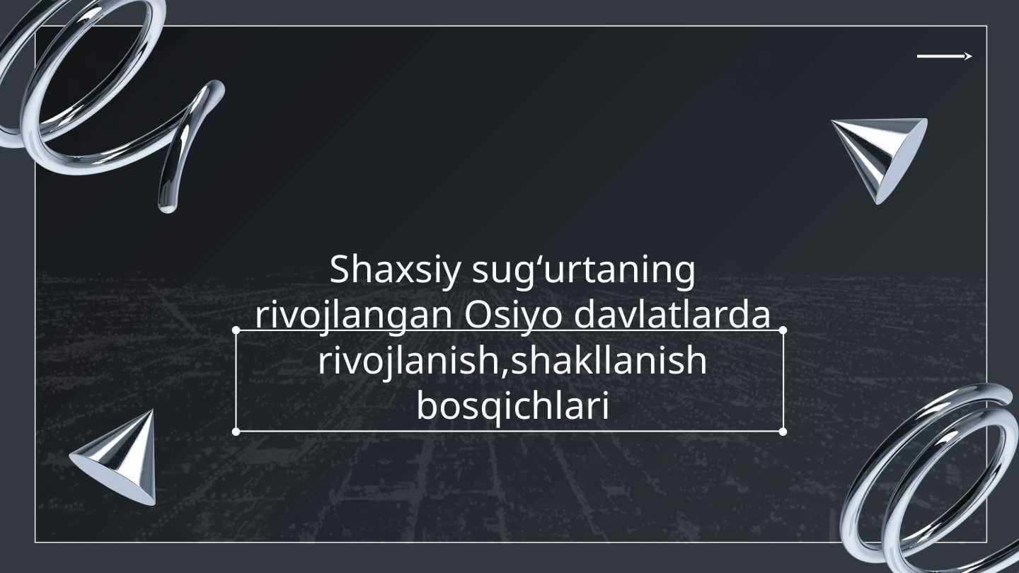 Shaxsiy sugʻurtaning rivojlangan Osiyo davlatlarda rivojlanish,shakllanish bosqichlari