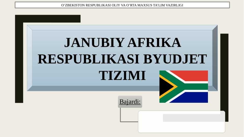 Janubiy Afrika Respublikasi Byudjet tizimi