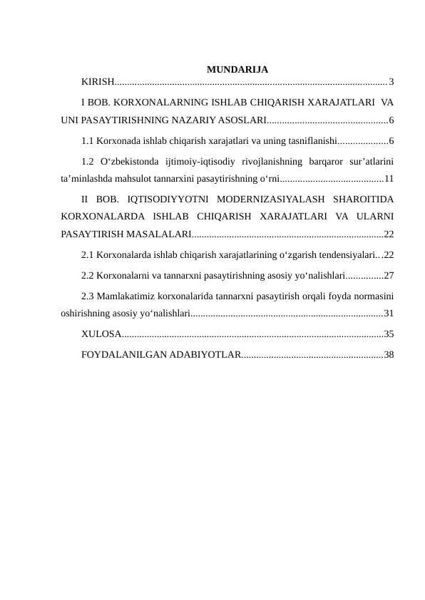 Ishlab chiqarish xarajatlarini va tannarxni pasaytirish yo'llari