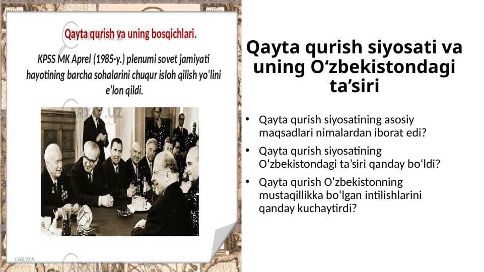 SsSR qayta qurish siyosati