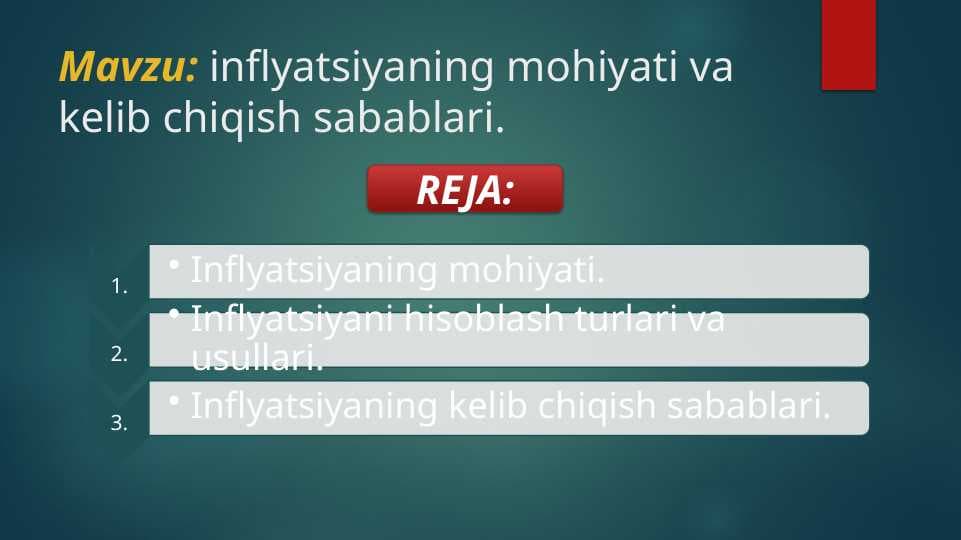 inflyatsiyaning mohiyati va kelib chiqish sabablari