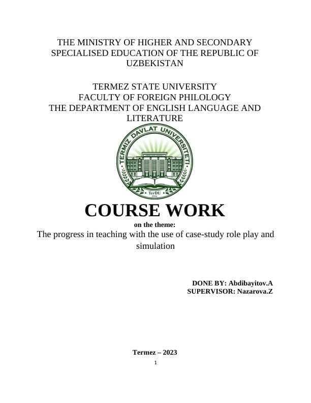 The progress in teaching with the use of case-study role play and simulation