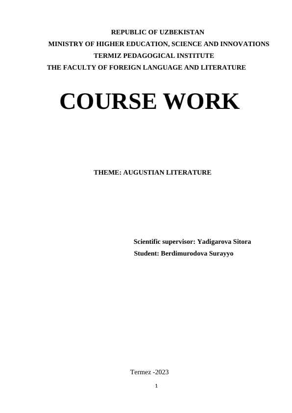 AUGUSTIAN LITERATURE