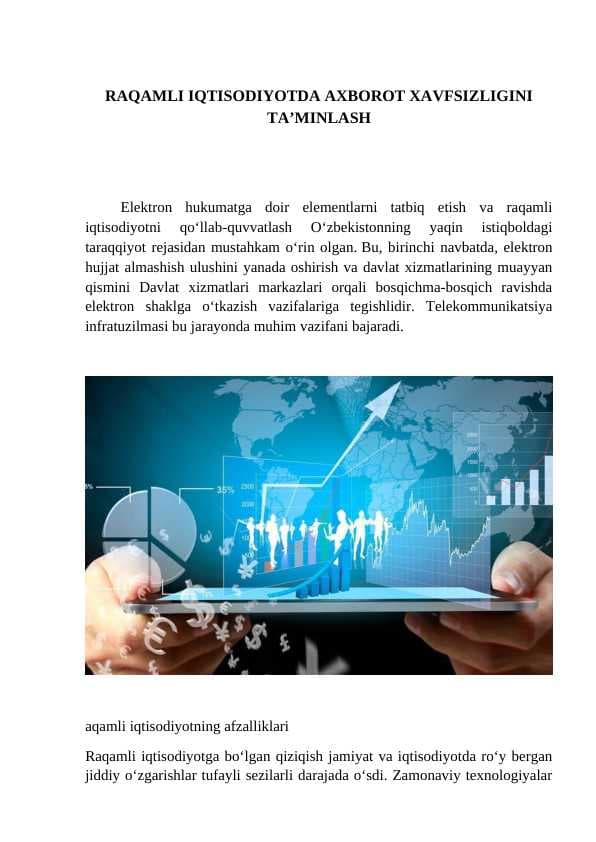 Raqamli iqtisodiyotda axborot xavfsizligini ta’minlash