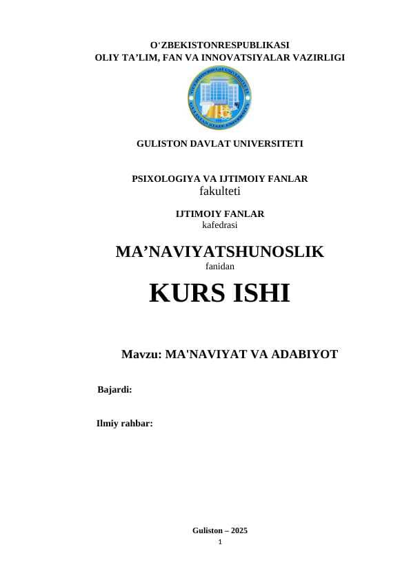 MA'NAVIYAT VA ADABIYOT