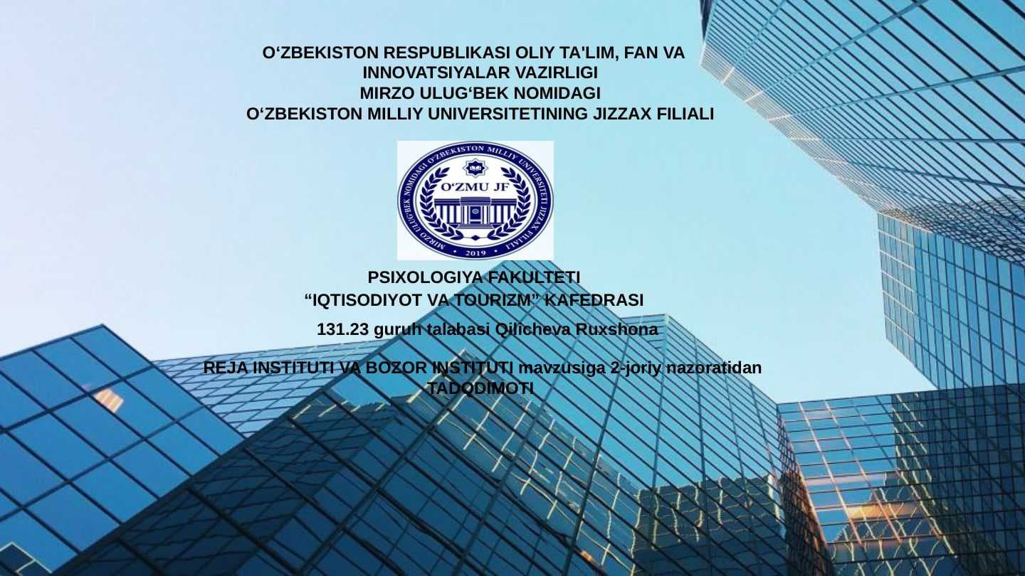 RЕJA INSTITUTI VA BOZOR INSTITUTI