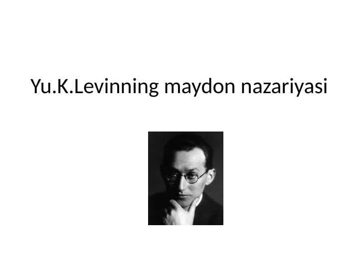 Yu.K.Levinning maydon nazariyasi