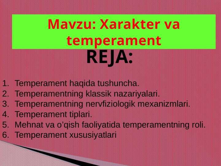 Xarakter va temperament