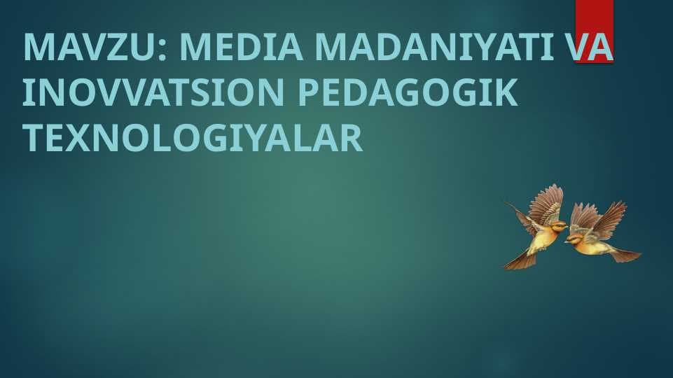 Media madaniyati va Inovvatsion Pedagogik Texnologiyalar