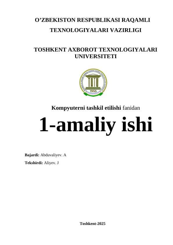 Kompyuter tizimining tuzilishini tashkil etish
