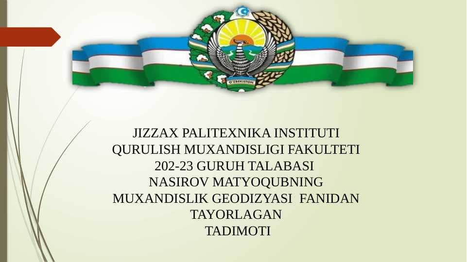 Bino va inshootlarni barpo etishdagi geodezik ishlar.
