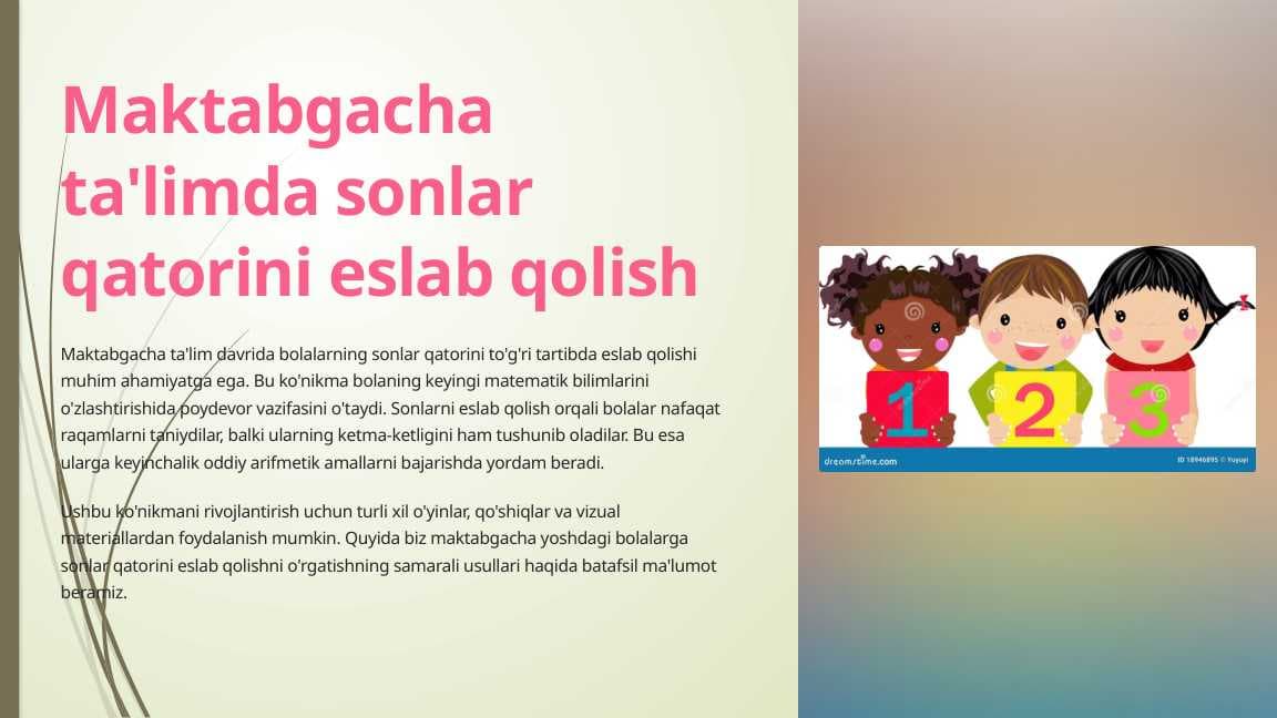Sonlar qatorini eslab qolish