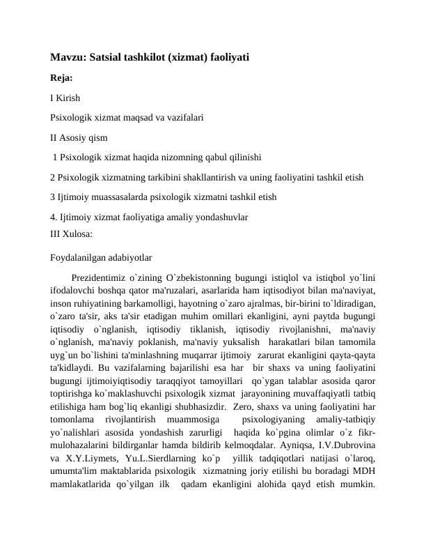 Sotsial xizmat faoliyati