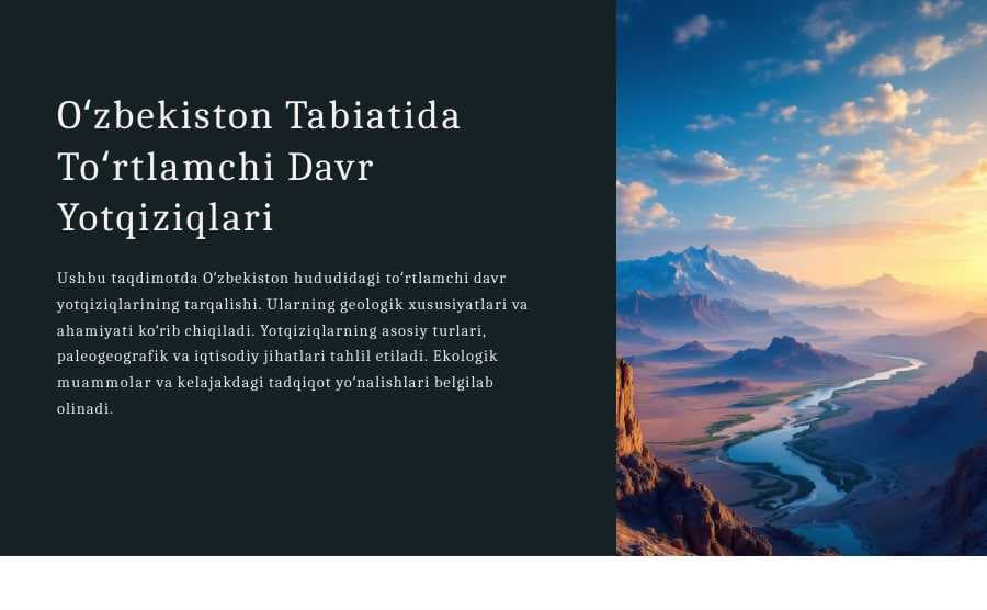 Oʻzbekiston Tabiatida Toʻrtlamchi Davr Yotqiziqlari