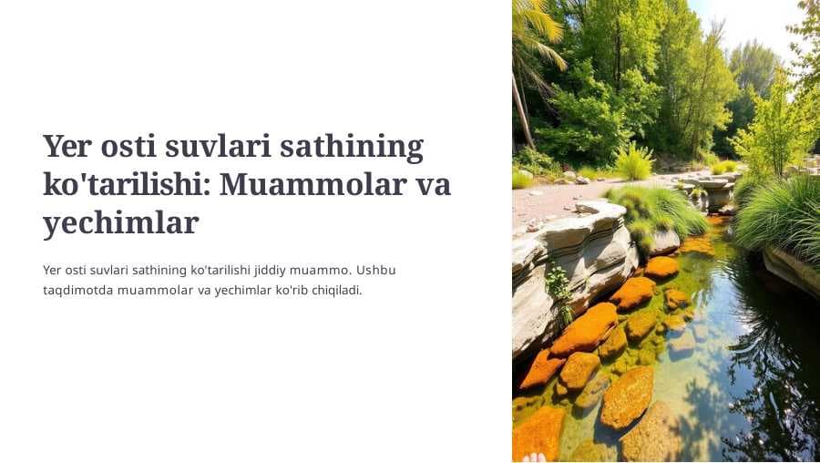 Yer osti suvlari sathining ko'tarilishi: Muammolar va yechimlar