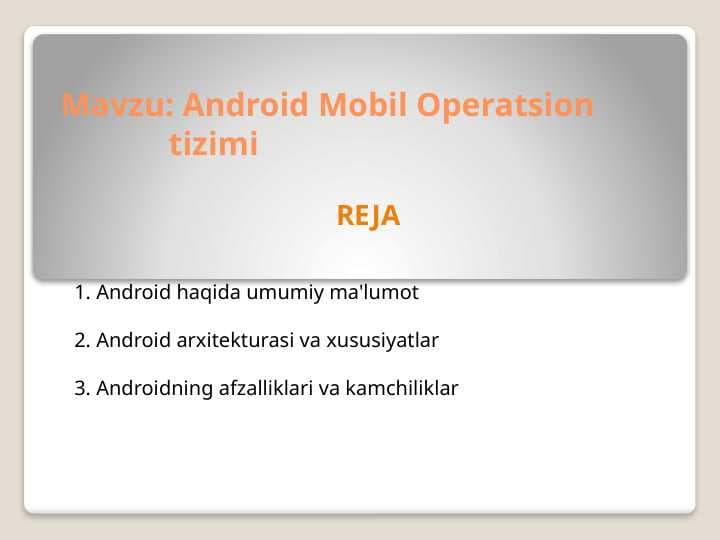 Android Mobil Operatsion              tizimi