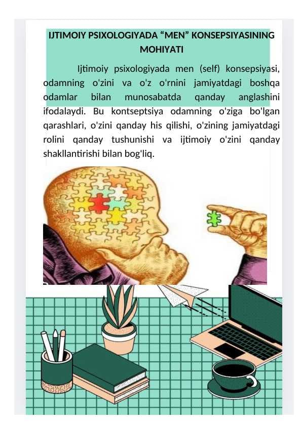 Ijtimoiy psixologiyada "Men"konsepsiyasi