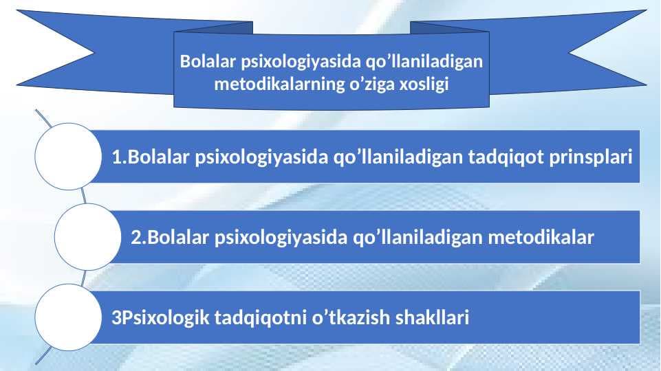 Bolalar psixologiyasida qo’llaniladigan metodikalarning o’ziga xosligi 20.pptx