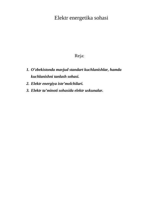 Elektr energetika sohasi