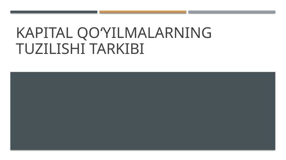 Kapital qoʻyilmalarning tuzilishi tarkibi