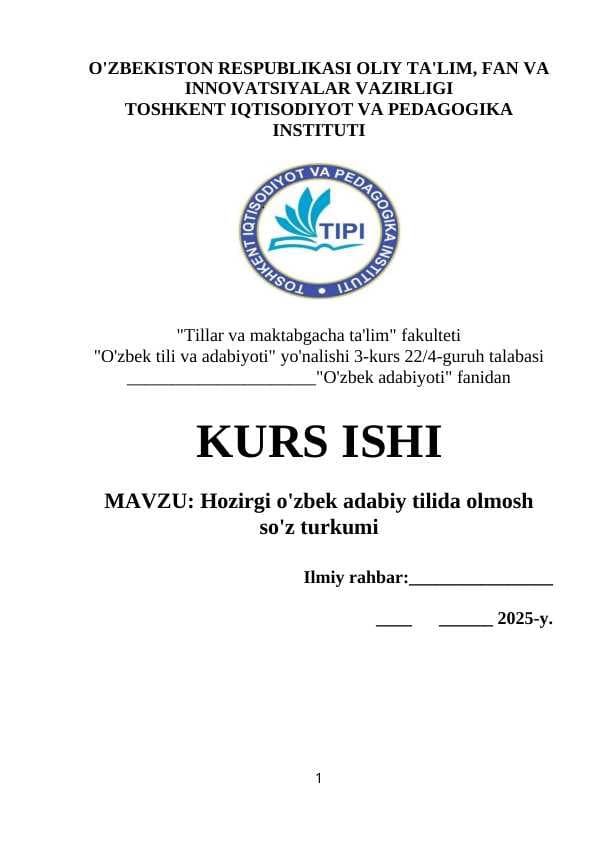 Hozirgi o'zbek adabiy tilida olmosh so'z turkumi
