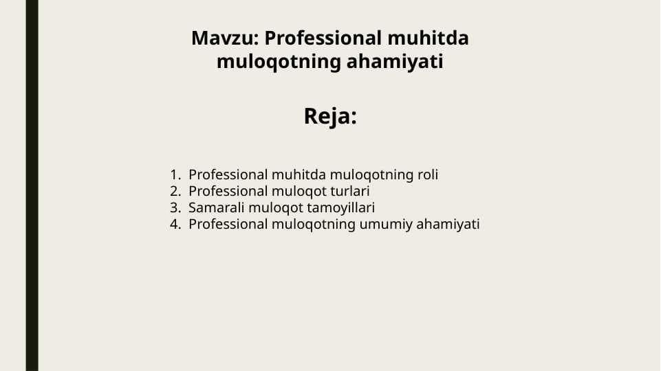 Professional muhitda muloqotning ahamiyati