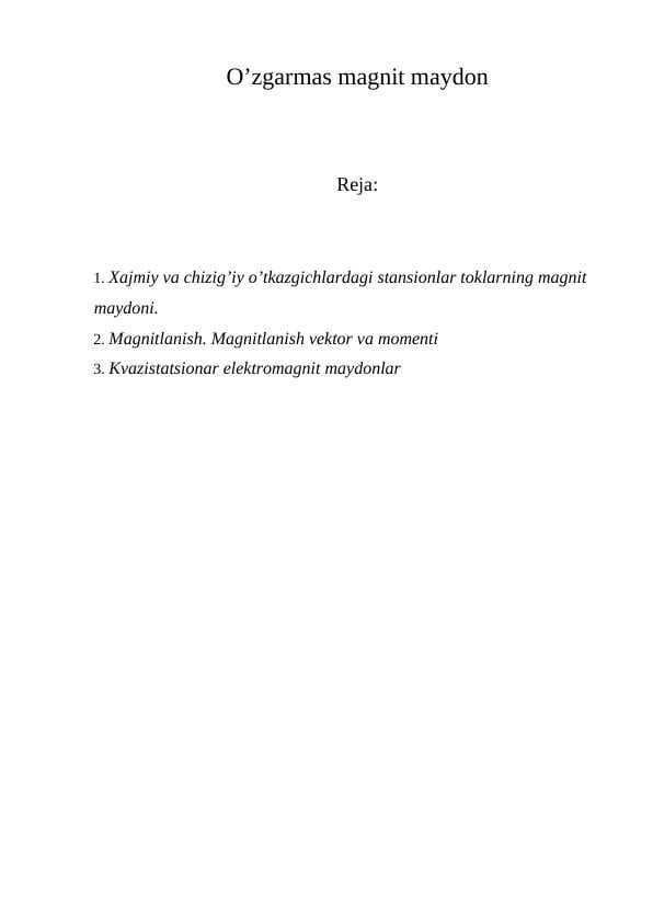 O’zgarmas magnit maydon