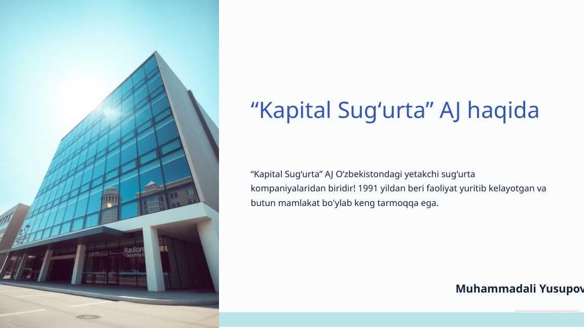 “Kapital Sugʻurta” AJ haqida PPTX SIFATLI SLAYD PPTX