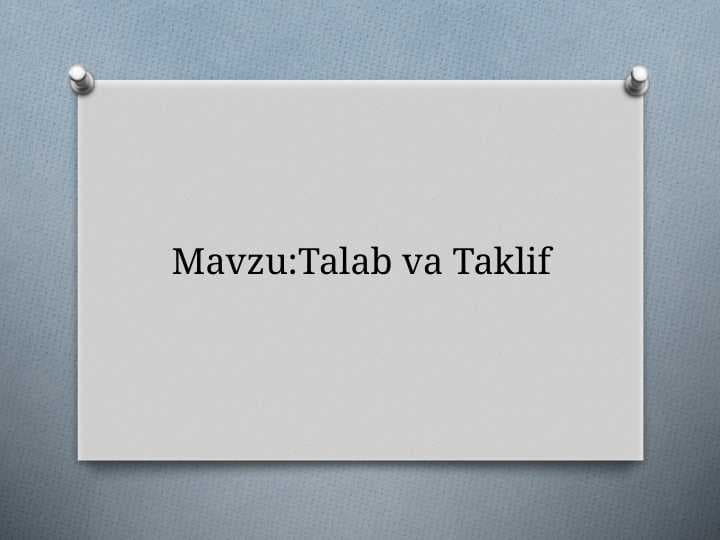 Talab va Taklif