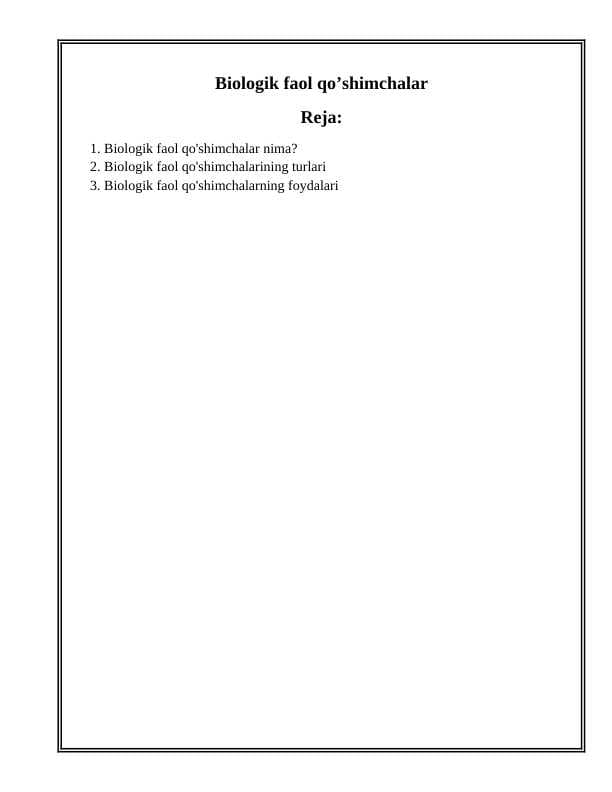 Biologik faol qo’shimchalar