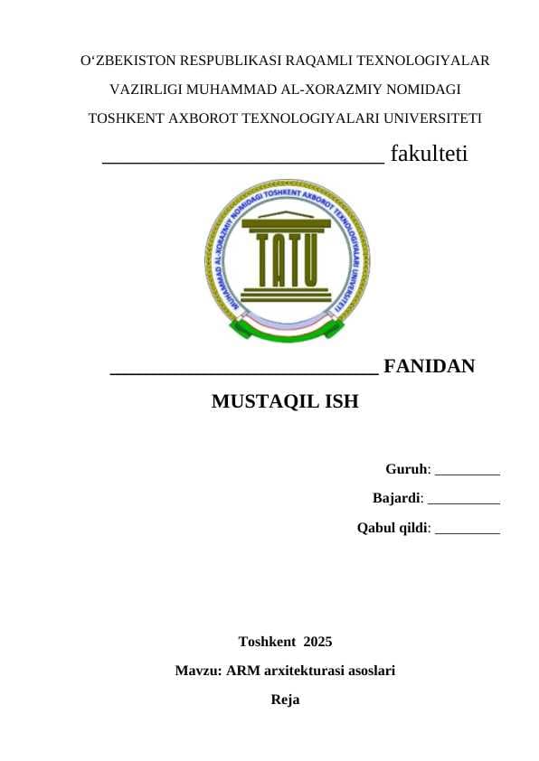 ARM arxitekturasi asoslari