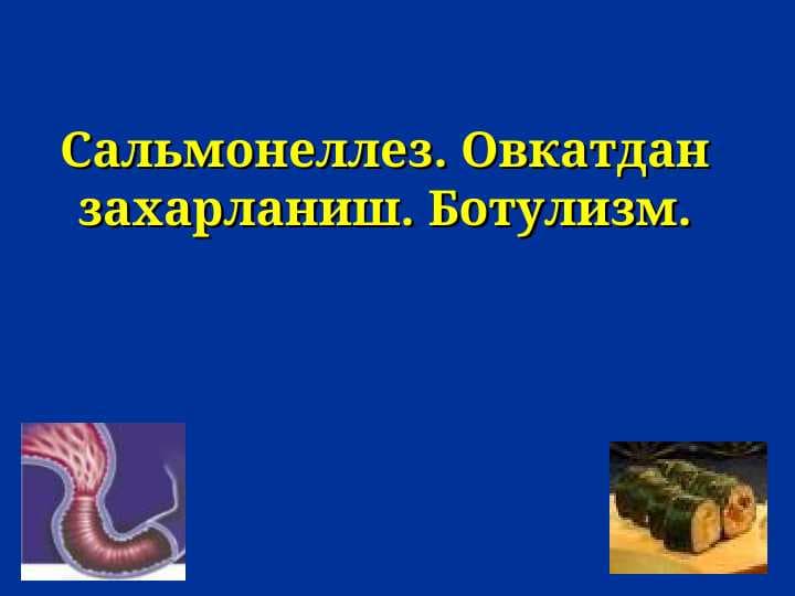 Сальмонеллез. Овкатдан захарланиш. Ботулизм.