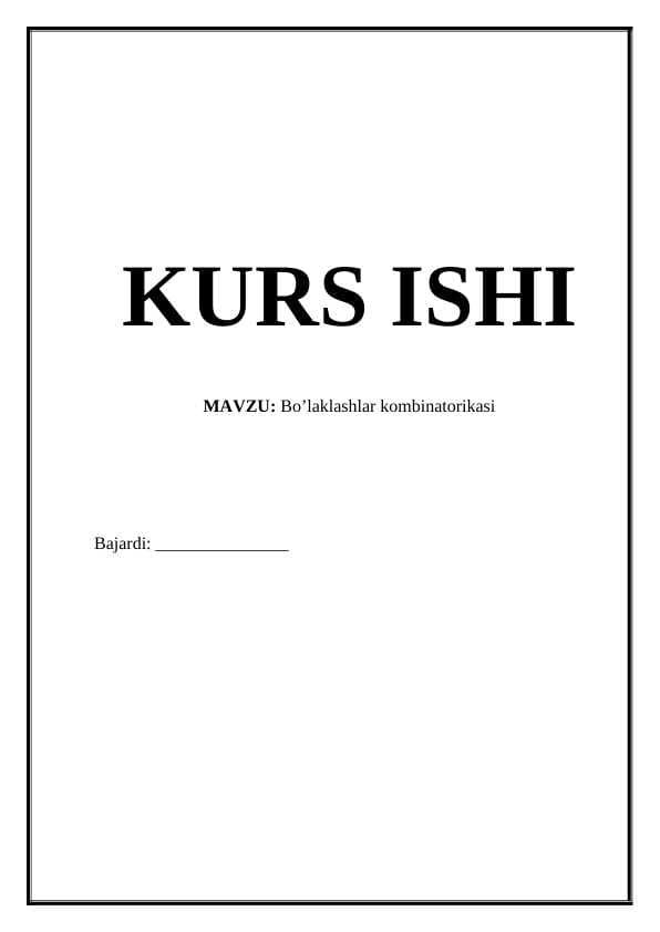 Bo’laklashlar kombinatorikasi