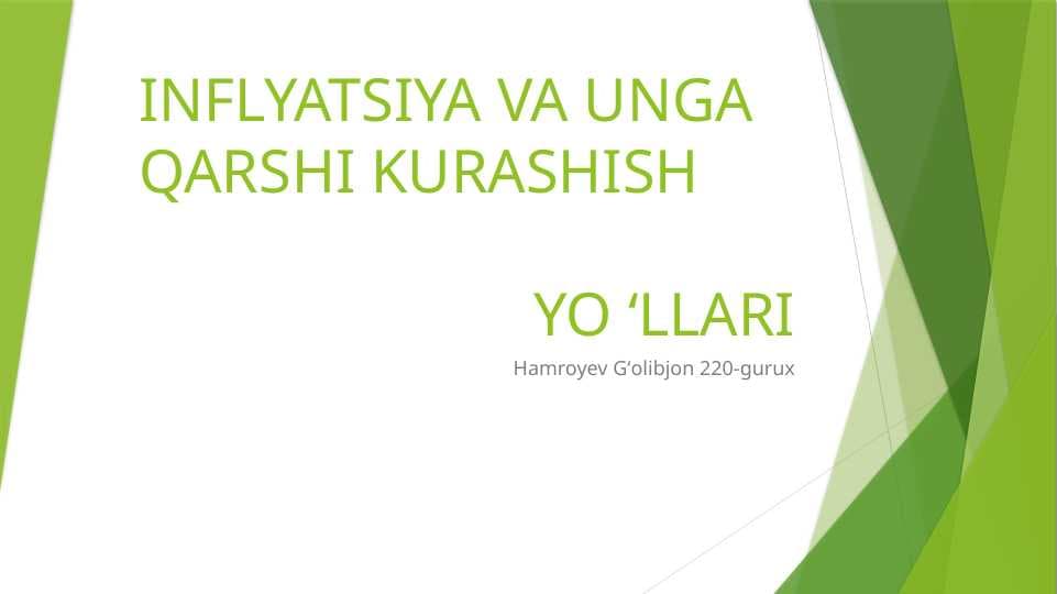 Inflatsiya va unga qarshi kurashish yo'llari