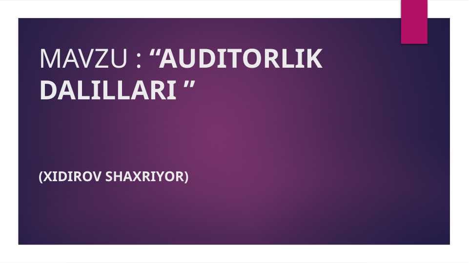 Auditorlik dallilar
