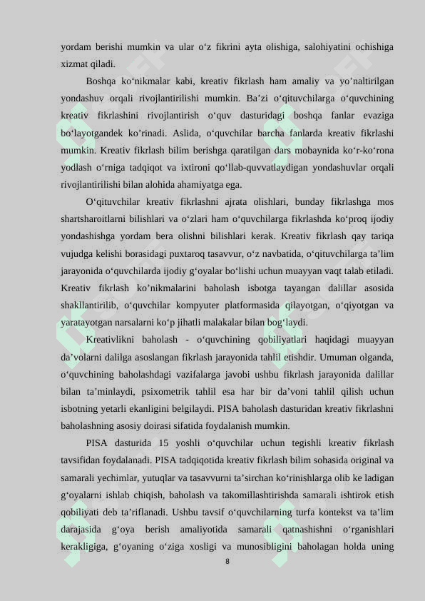 Kreativ fikrlash va uni rivojlantirish yo’llari