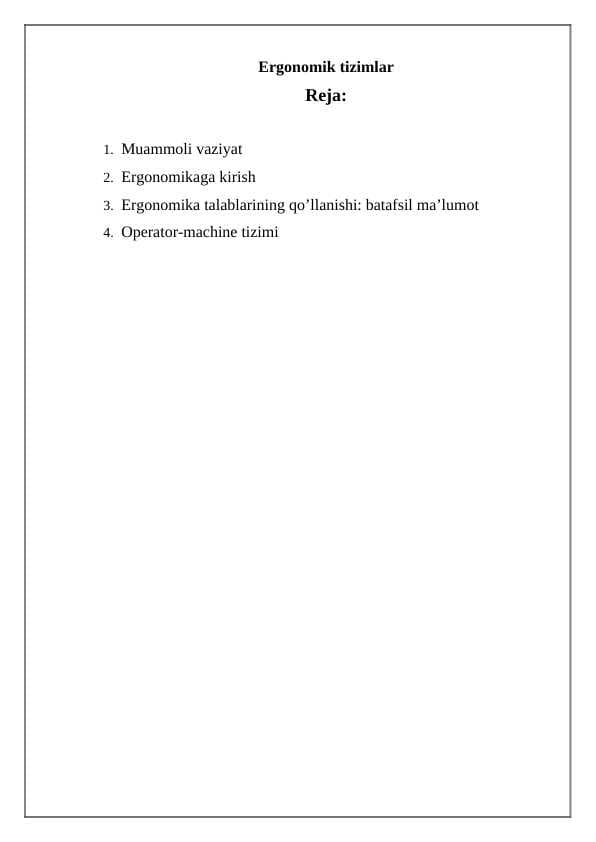 Ergonomik tizimlar